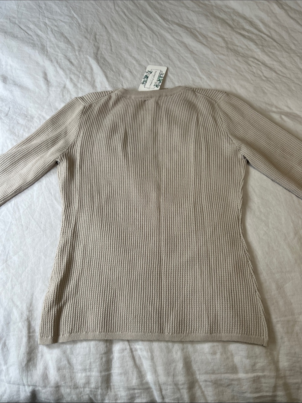 Beige Ribbed Lightweight Sweater - Picture 2 of 3
